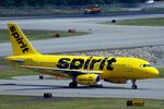 A Spirit Airlines 319 Airbus taxis at New Hampshire's Manchester Boston Regional Airport on June 2, 2023.