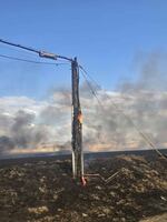 The Lower Dry Creek Fire in Umatilla County burns through fiber lines of local internet provider Wtechlink Inc. on July 15, 2026.