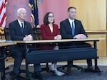 Oregon Secretary of State Dennis Richardson, left, Gov. Kate Brown, and Oregon Treasurer Tobias Read make up Oregon's State Land Board.