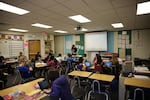 Class Of 2025 student Ethan's sixth grade math class at a Beaverton middle school.