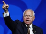 Democratic vice presidential candidate and Minnesota Gov. Tim Walz speaks at the 46th International Convention of the American Federation of State, County and Municipal Employees on Aug. 13 in Los Angeles.