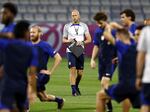 Gregg Berhalter, head coach of United States team, looks on during a training session on Monday in Doha, Qatar. The U.S. faces Iran in a crucial match on Tuesday.