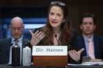 Director of National Intelligence Avril Haines testifying before a Senate hearing earlier this month. During a May 15 hearing, she identified Russia as the greatest foreign threat to this year's U.S. elections.