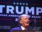 Former President Donald Trump speaks to guests gathered for an event at the Adler Theatre on March 13, 2023 in Davenport, Iowa.