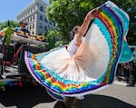 Hector Zaragoza Valentin dances in front of the Portland State University group.