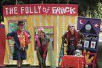 Jim Plunkett, Jan Zuckerman, and Bonnie McKinlay (left to right) perform in an original skit titled "The Folly of Frack".