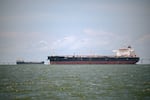 Guinea-flagged crude oil tanker Avril waits its turn to be loaded with crude oil at Lake Maracaibo in Maracaibo, Zulia State, Venezuela on May 9, 2025. (Photo by Federico PARRA / AFP) (Photo by FEDERICO PARRA/AFP via Getty Images)