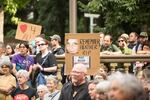 A Portland Solidarity with Charlottesville vigil attendee holds a sign in remembrance of Heather D. Heyer, a 32-year-old woman who was killed in an attack on counter-protesters after a white supremacist rally in Charlottesville, Virginia, Saturday, Aug. 12, 2017.