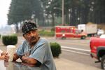 Rudy, who sells fish at the farmer's market in Cascade Locks, said Labor Day is normally the busiest day of the year for his business. But with the Eagle Creek Fire threatening the town, the market sat mostly empty Monday, Sept. 4, 2017.