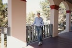 Fred Nathan, Jr., the founder and executive director of Think New Mexico, poses for a portrait outside his office in Santa Fe, NM.
