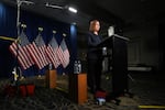 Sen. Elissa Slotkin (D-Mich.) rehearses the Democratic response to President Donald Trump's address to a joint session of Congress on March 4, 2025 in Wyandotte, Mich.