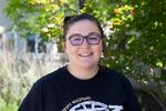 Katie Jaeger poses for a portrait outside Wheeler High School in Fossil, Ore., Tuesday, June 4, 2019. Wheeler County is the least populated county in Oregon, which makes for an intimate schooling experience for students like Jaeger.