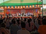 Senior leaders of the ruling BJP party hold an election campaign rally at a playground outside Itanagar, the capital of Arunachal Pradesh, in the second week of April. Voting took place in the remote northeastern Indian state on April 19.