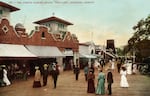 This postcard, circa 1905, shows an early view of visitors to Oaks Amusement Park in Portland, Oregon.