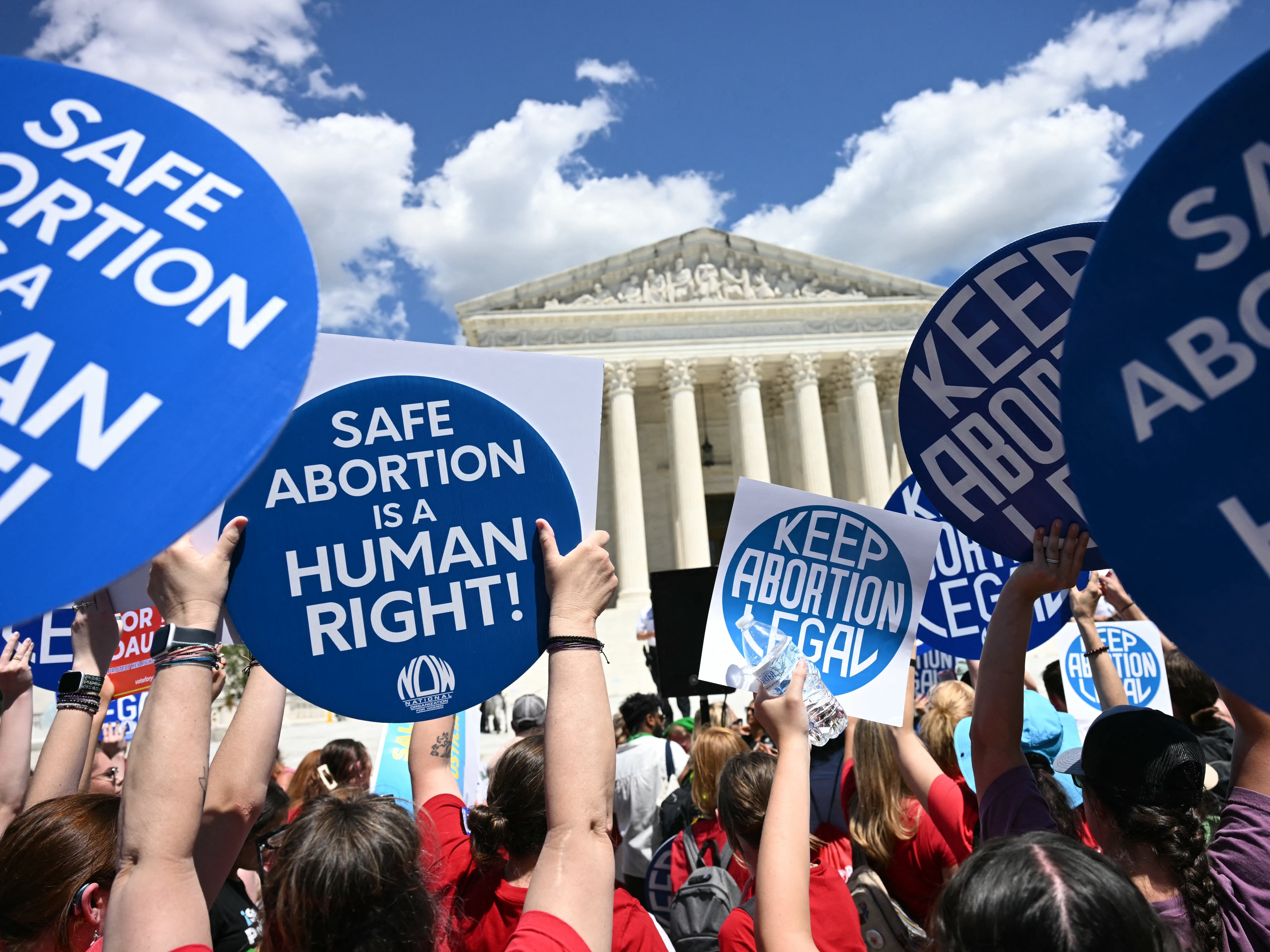 Reproductive rights activists demonstrated in front of the Supreme Court in Washington, D.C. on Monday. 