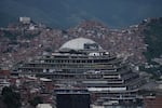 Venezuela's National Intelligence Service (SEBIN) headquarters, known as El Helicoide, stands in front of La Cota 905 neighborhood in Caracas, Venezuela, Sept. 12, 2022.