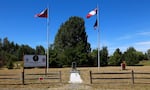 Confederate flags and stone markers honoring Jefferson David, the only President of the Confederacy were defaced Friday outside of Ridgefield, Washington. 