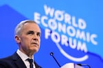 FILE - Canada's Prime Minister Mark Carney speaks during the Annual Meeting of the World Economic Forum in Davos, Switzerland, Jan. 20, 2026.