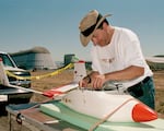 NASA 731, Orville, is prepared for a low altitude hop (1,000 ft.) at Ames Research Center on Moffet Field in California to checkout aircraft and data systems.