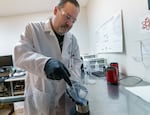 Björn Fritzsche, research and development chemist at Rose City Laboratories, explains the testing process for psilocybin mushrooms at the Portland lab, March 17, 2023. Rose City is the first lab in the state to apply for a license and meet Oregon Health Authority requirements for testing the purity and potency of psilocybin mushrooms.