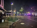Dozens of protesters gathered outside the U.S. Immigration and Customs Enforcement office in Portland on June 10, 2025 and into the early hours the following morning, in opposition to the Trump administration’s immigration enforcement policies.