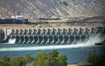 FILE - The John Day Dam seen from Interstate 84 west, Aug. 1, 2024. Drought in the West has lessened hydroelectricity production.