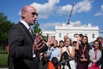 Stephen Miller, White House deputy chief of staff for policy, speaks with reports at the White House, Thursday, June 25, 2026, in Washington.
