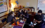 Students talk over lunch in the Latinx Student Union room at David Douglas High School in Southeast Portland on Nov. 18, 2024.