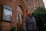 Jay Alfaro, manager of social services and partnerships at the Church of the Holy Apostles in Manhattan, stands for a portrait earlier this month.