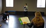 Actors Maureen Porter and Chantal DeGroat rehearse "Bright Half Life" with director Rebecca Lingafelter at Profile Theatre.