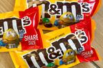 Three bags of M&M's candy
