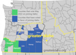 A map put together by the Greater Idaho Movement shows the 19 counties and parts of three others in the proposed annexation area of Oregon land to Idaho.