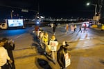 Striking Philadelphia longshoremen are shown picketing outside the Packer Avenue Marine Terminal Port, Tuesday, Oct. 1, 2024. (AP Photo/Ryan Collerd)