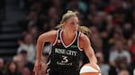 FILE — Portland Fire guard Sarah Ashlee Barker, shown in this May 9, 2026 file photo, scored 13 points against the Sky.