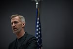 Portland Mayor Ted Wheeler speaks at a press conference to address the coronavirus pandemic in Portland, Ore., Friday, March 20, 2020.