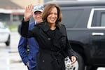 Vice President Harris visits the U.S.-Mexico border with Border Patrol Tucson Sector chief John Modlin in Douglas, Ariz., on Sept. 27, 2024.