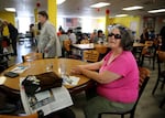 April Burris visits a Portland Meals on Wheels location to stay cool in the heat on June 15, 2026