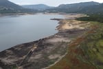 The San Rafael reservoir on the outskirts of Bogotá, Colombia, has been drying up since a long spell of dry weather began in November and is currently just 16% full. Officials in the Colombian capital started to ration water in April to help local reservoirs recover.