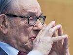 Former Federal Reserve Chair Alan Greenspan delivers the keynote address at the IMF Statistical Forum/Statistics for Policy Making in Washington, D.C., on Nov. 18, 2014. Greenspan died on Monday at age 100.