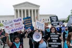 Demonstrators protest outside of the Supreme Court this week.