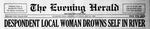 This Klamath Falls Evening Herald newspaper headline from May 22, 1926 announces the death of Maud Baldwin.