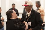 Dawn Marie Alapisco, Oregon State University's NAGPRA director (left) and Toby Patrick, Tribal elder and council member with Confederated Tribes of Umatilla Indian Reservation and member of the National NAGPRA Review Committee (right).