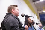 Cameron Santiago responds to a question during a youth town hall on the American Dream at The CENTER in North Portland on Tuesday, Oct. 25, 2016.