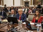 Former President Donald Trump appears in court for a civil fraud case at a Manhattan courthouse, in New York on Tuesday.