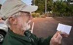 Dick Lamster of the Lane County Audubon Society shows his tally of the night's Vaux's Swifts.  Comparing his count with that of president Maeve Sowles, they are going with 4,200 birds this particular evening.