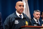 Homeland Security Investigations New York Special Agent in Charge Ricky J. Patel speaks at a news conference announcing numerous arrests in illegal sports betting and poker game schemes at the U.S. Attorney's Office, Thursday, Oct. 23, 2025, in New York.