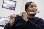Lizzo plays President James Madison's crystal flute in the flute vault at the Library of Congress in Washington, D.C. on Sept. 26, 2022.