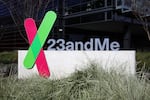 A sign is posted in front of the 23andMe headquarters on February 01, 2024 in Sunnyvale, California.