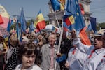 A demonstration in support of European Union integration, in Chișinău, Moldova, May 21, 2023.