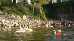 Members of the River Hugger Swim Team go for a morning swim in the Willamette River. 